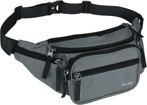 ProCase Fanny Pack Waist Packs for Men Women, Waist Bag Hip Pack for Travel Hiking Running Outdoor Sports -Grey, M...